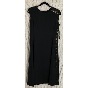 Maggy London Mystic Crepe Fit And Flare Dress With Side Button Detail